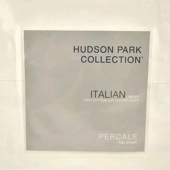Hudson Park Italian Linens 600TC Percale Sateen Cuff KING  Flat Sheet White - Picture 1 of 3